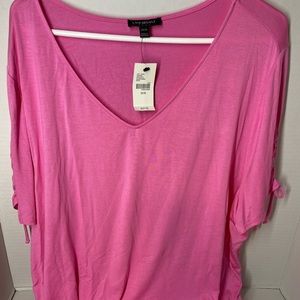 V neck jersey cotton short sleeve blouse